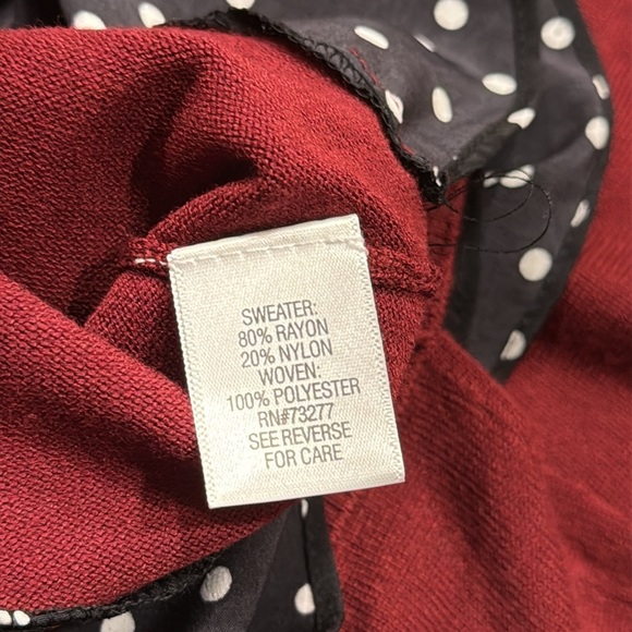 NWT Croft & Barrow women’s sweater burgundy with black with polka dots size 1X. - Picture 7 of 8